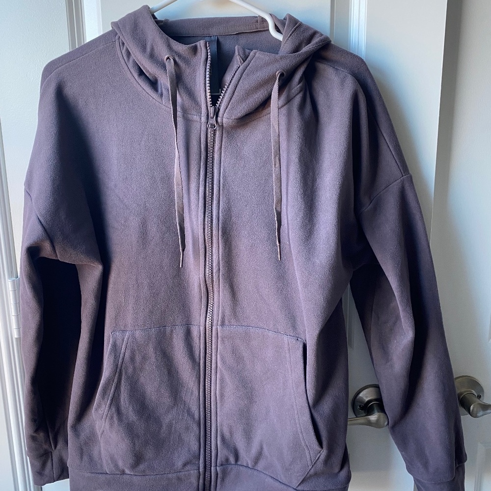 Chocolate brushed soft fleece zip up hoodie